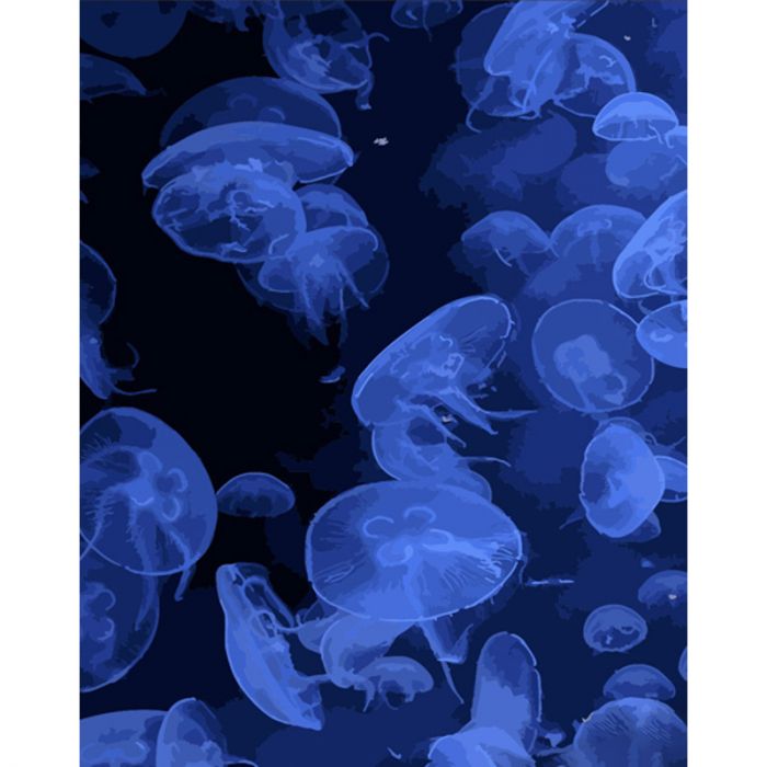Картина за номерами Strateg ПРЕМІУМ Сині медузи розміром 40х50 см (DY365)