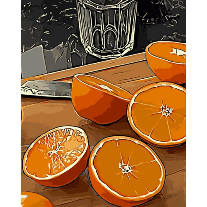 Картина за номерами Strateg ПРЕМІУМ Апельсини розміром 40х50 см (GS856)