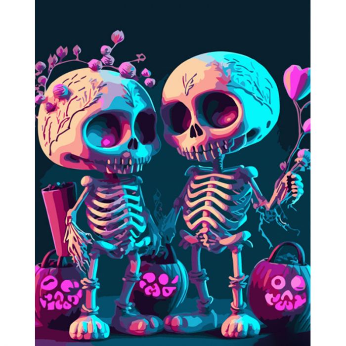 Картина за номерами Strateg ПРЕМІУМ Любов скелетів розміром 40х50 см (GS902)