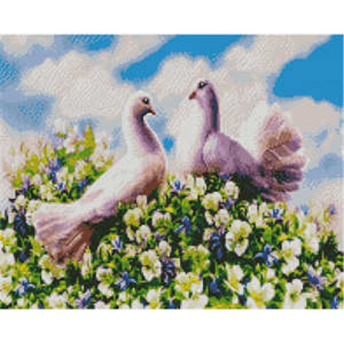Алмазна картина Strateg ПРЕМІУМ Любов голубів розміром 40х50 см (L-363)