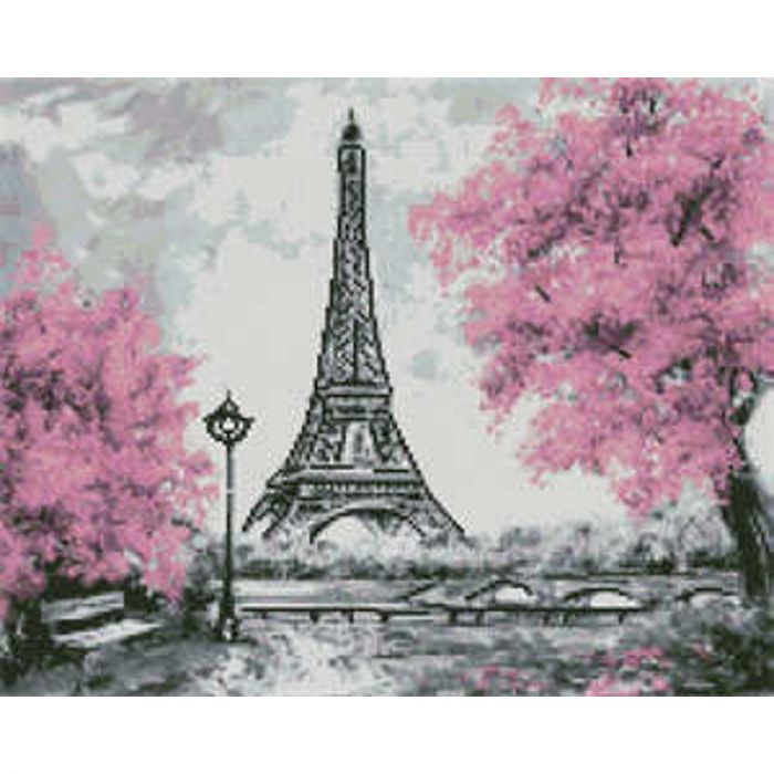 Алмазна картина Strateg ПРЕМІУМ Квітучий Париж розміром 40х50 см (L-426)