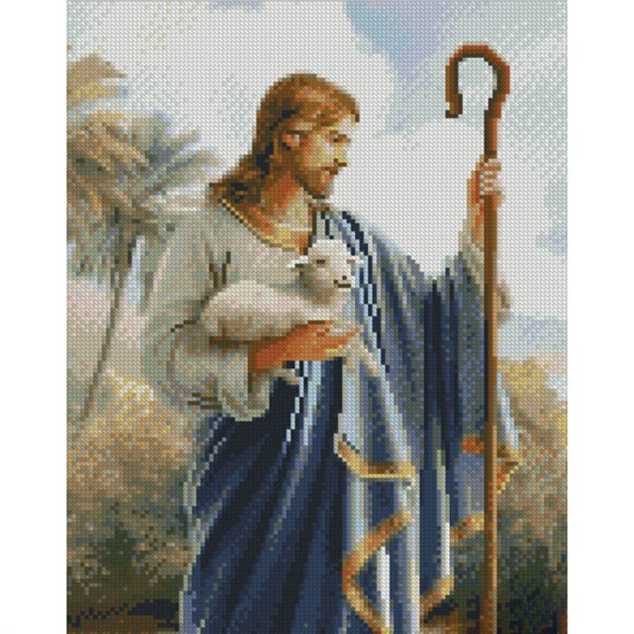 Алмазна мозаїка Strateg ПРЕМІУМ Ісус з ягням розміром 30х40 см (KB005)