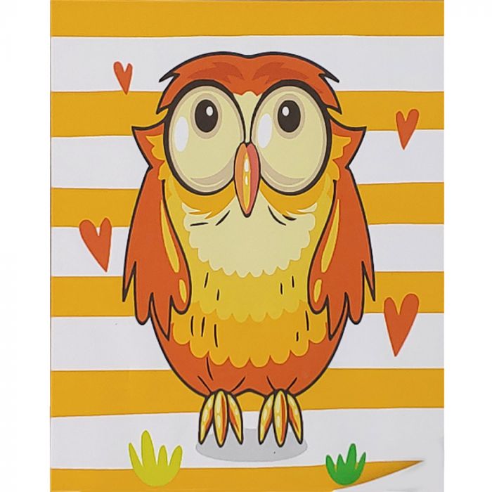 Картина за номерами Strateg ПРЕМІУМ Оранжева сова з лаком та з рівнем розміром 30х30 см (ES211)