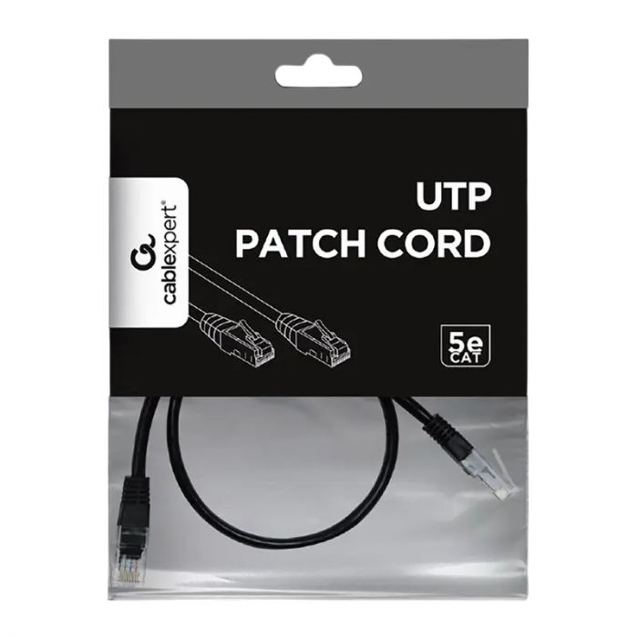 Патч-корд UTP Cablexpert (PP12-0.5M/BK) літий, 50u "штекер із засувкою, 0.5 м, чорний