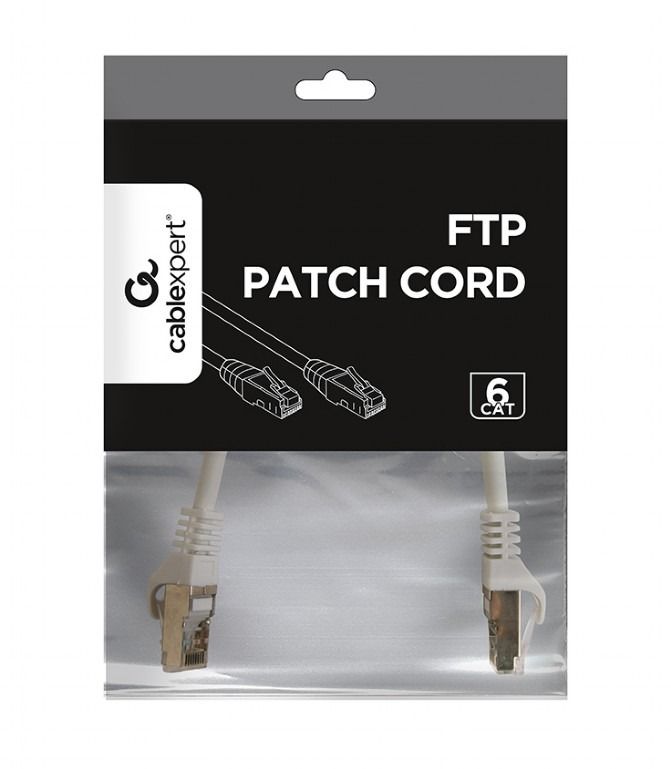 Патч-корд Cablexpert (PP6-0.25M/W) FTP, литий, 50u "штекер із засувкою, 0.25 м, білий