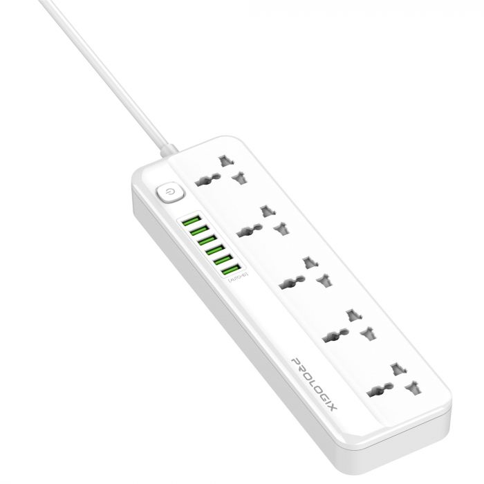 Фільтр живлення ProLogix Premium (PR-SC5614W) 2.5 кВт, 5 розеток, 6 USB AUTO ID, 2 м, білий