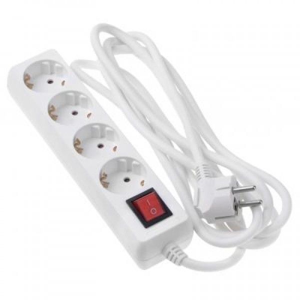 Фильтр питания 2Е 4XSchuko з вимикачем (2E-U04ESM3), 3G,1.5мм, 3м, white