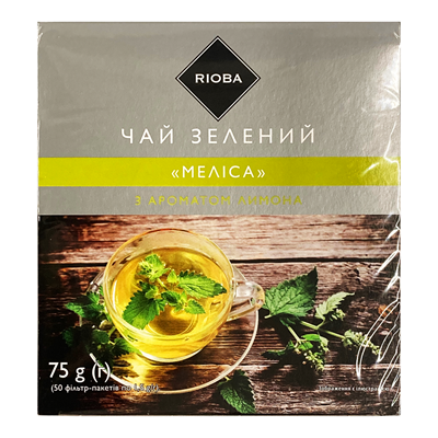 Чай Rioba Меліса зелений з меліс/м`ят та аром лимона 50*1.5г
