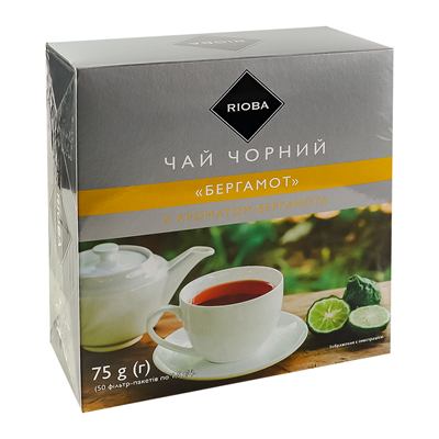 Чай Rioba Бергамот чорний дрібний з аромат бергамотa 50*1.5г