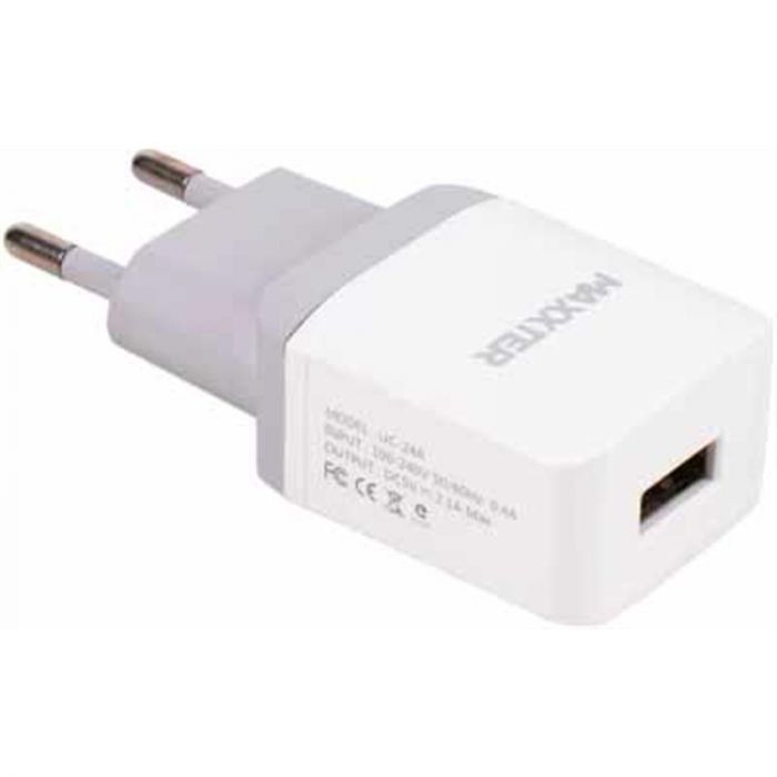 Мережевий зарядний пристрій Maxxter (1USBx2.1A) White (UC-24A)