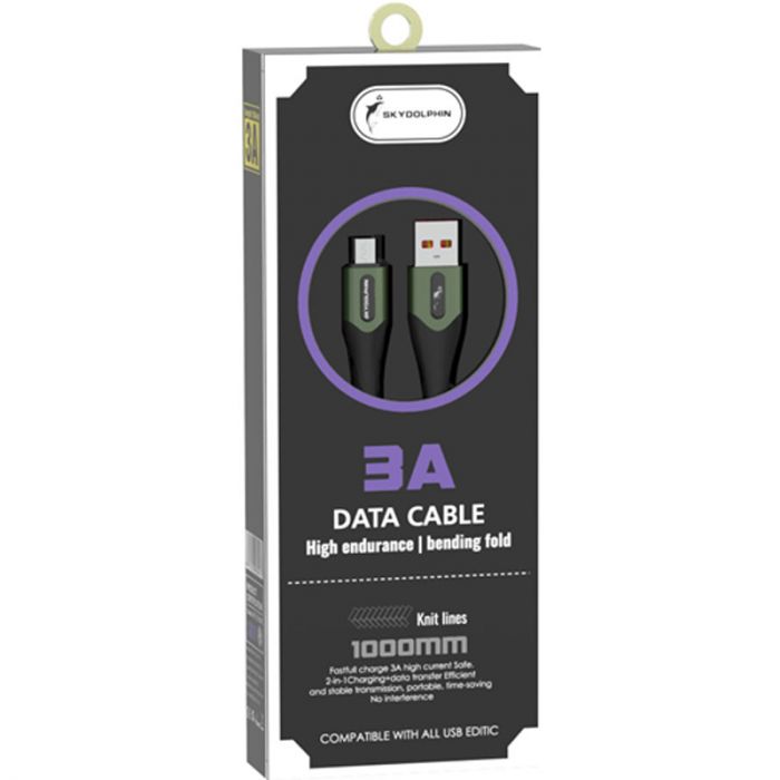 Кабель SkyDolphin S01V USB - micro USB (M/M) 1 м, Dark Green (USB-000584)
