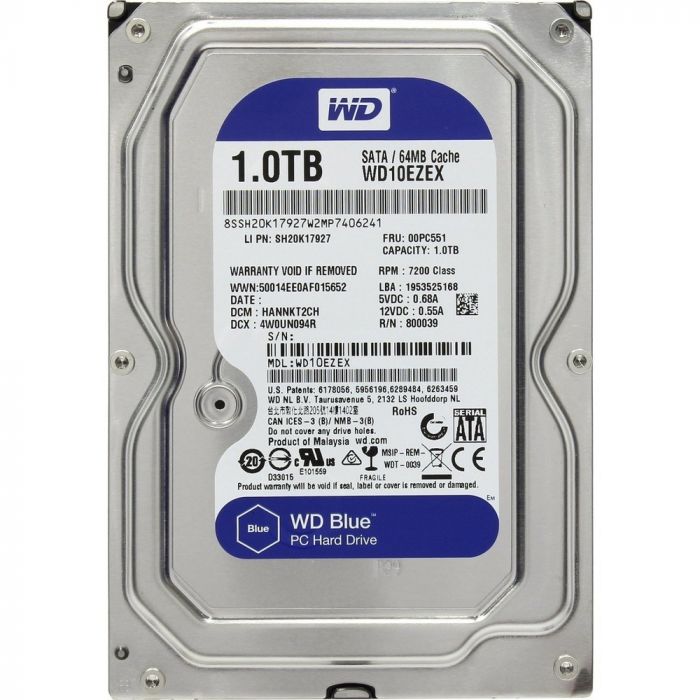 Накопичувач HDD SATA 2.0TB WD Blue 5400rpm 64MB (WD20EARZ)